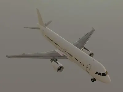 Airbus a320-214 plain white livery  3D model Low-poly 3D model