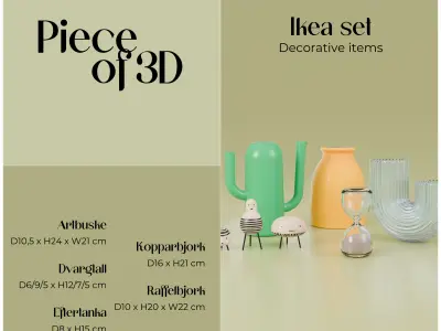 IKEA set - Decorative items - 5 pieces Free 3D model