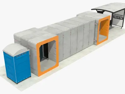 Modular Bomb Shelter with Bus Stop and Bio Toilet 3D model
