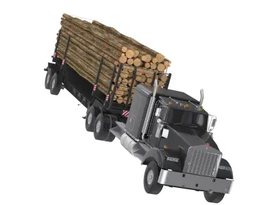 Kenworth W900L Logger Black 3D model