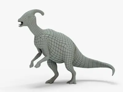 Parasaurolophus Rigged Basemesh Low-poly 3D model