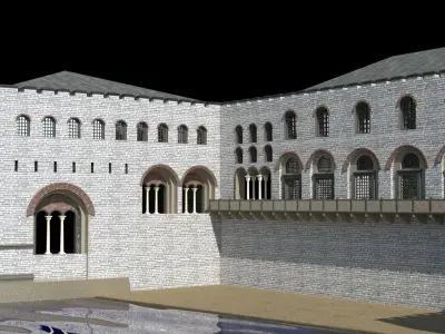 boukoleon building with arches and windows Low-poly 3D model