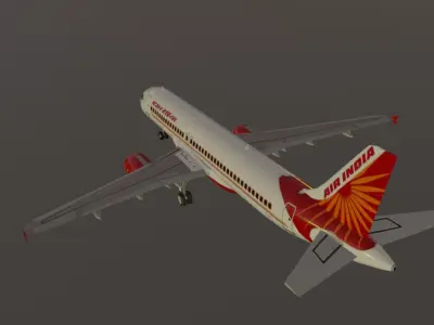 Air India airbus a320-214 low poly 3d model  Low-poly 3D model
