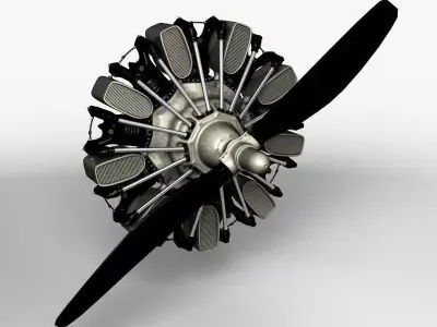 Radial Engine Plane Propeller 3D model