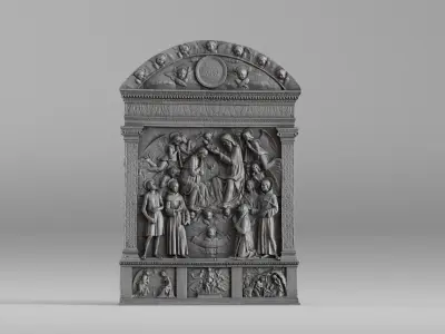 001633 Raw 3D Scan of Bas-Relief Coronation of the Virgin 3D model