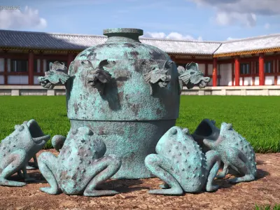 Han Dynasty Ancient Seismograph with Patina 3D model