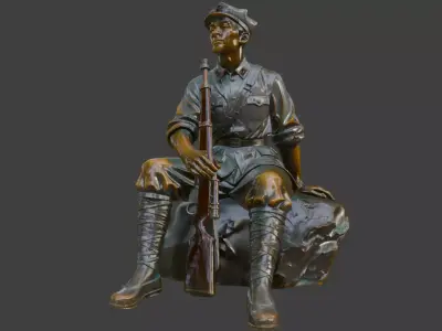 Military sculpture warrior  military battle war hero  soldier 3D print model 30