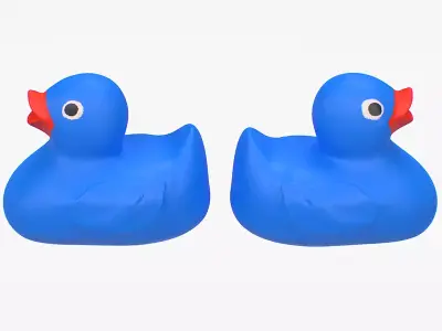 Rubber Duck in blue Low-poly 3D model