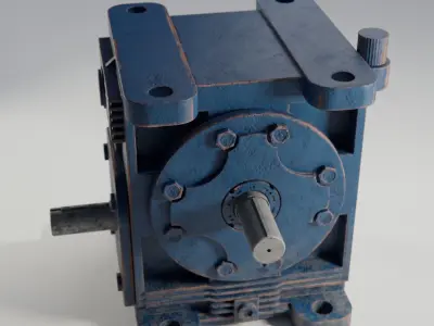 Gearbox gear motor Low-poly 3D model