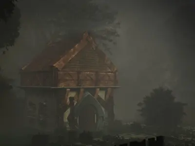 3d modelling of a medieval house in a jungle Low-poly 3D model