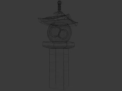 Japanese Stone Lantern 8 Low-poly 3D model