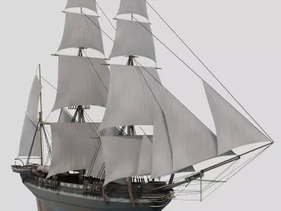 HMS Beagle 1831 - Charles Darwin Ship - LowPoly Low-poly 3D model