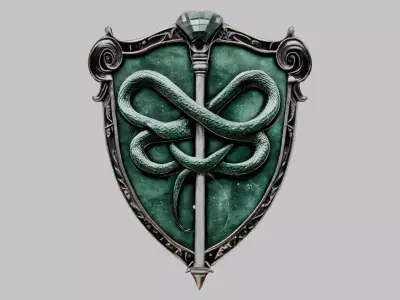 Emerald Serpent Shield Emblem 3D Model Low-poly 3D model