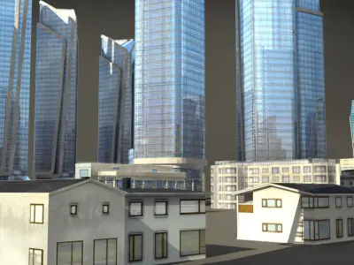 120 lowpoly buildings Low-poly 3D model