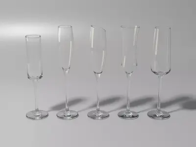 Champagne glass set 3D model