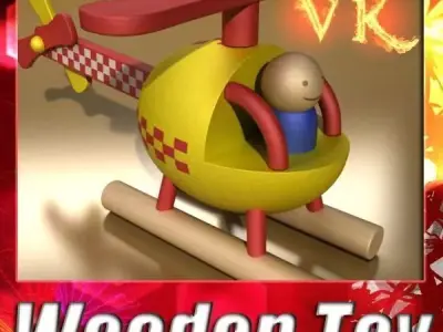 Wooden Toy Helicopter 3D model