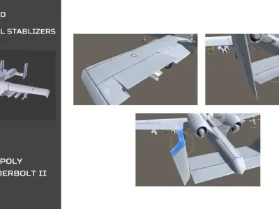 Low Poly A10 Thunderbolt II Low-poly 3D model