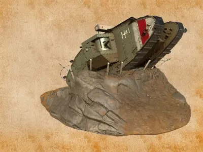 World War 1 Mark V tank Low-poly 3D model