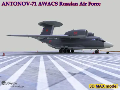 ANTONOV-71 AWACS Russian Air Force Low-poly 3D model