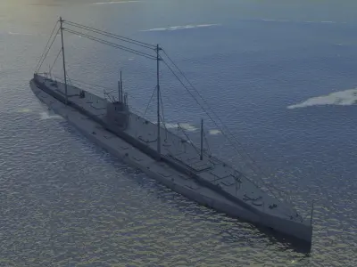 Deutschland Merchant Submarine Low-poly 3D model