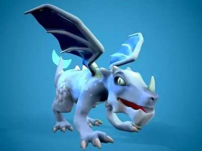 cartoon frost dragon Low-poly 3D model