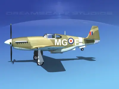 North American Mustang X RAF V04 3D model