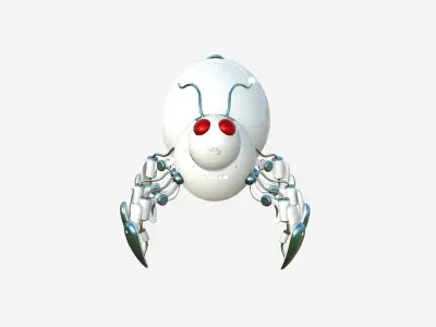 Cute Robot E06 White Blue - SciFi Character Design Low-poly 3D model
