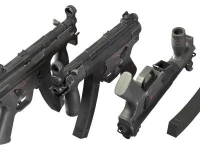MP5k submachine gun  Low-poly 3D model