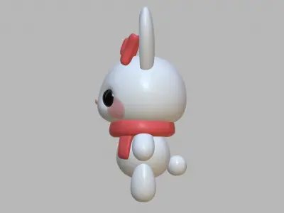 Rabbit with bow and scarf 3D model