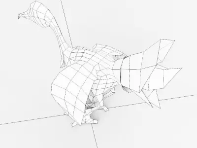 crane 3d model origami bird with beak and feet Low-poly 3D model