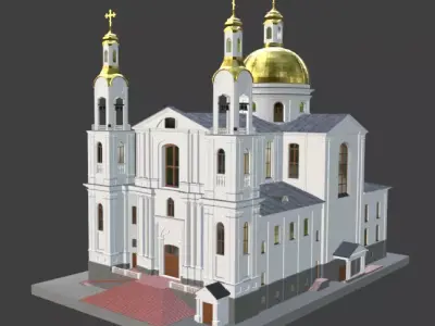 Mount Seraphim Cathedral Eastern Orthodox 3D Model Free 3D model