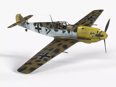 Messerschmitt BF109 German Fighter Airplane North Africa V3 3D model