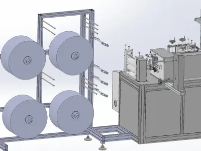 Ear less semi-automatic N95 mask machine Assembly 3D model