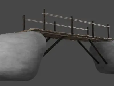 old wooden bridge Free low-poly 3D model