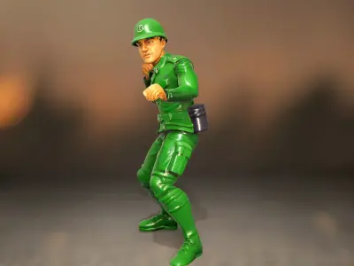 Green Soldier Figurine model pack Low-poly 3D model