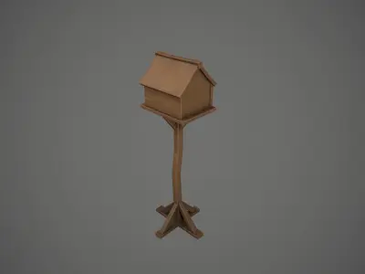 Wooden Garden Birdhouse Low-poly 3D model