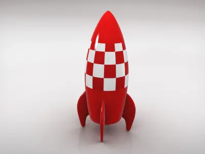 Cartoon Rocket Low-poly 3D model