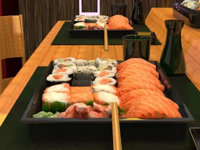 Realistic Sushi Platter 3D model