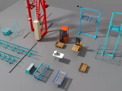Conveyor stuff for warehouse Low-poly 3D model