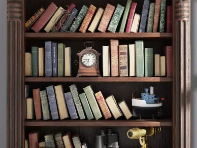 Bookcase diorama 3D model