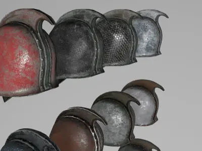 iron hat of war old Low-poly 3D model