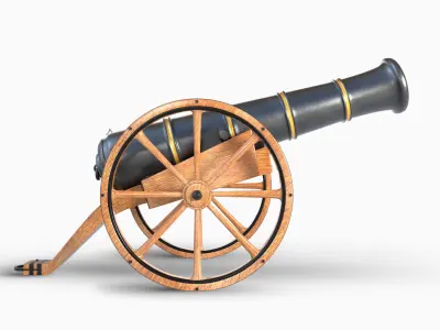 Iron Field Cannon Low-poly 3D model
