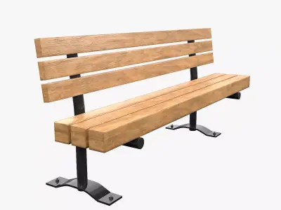 Public Bench V-05 Low-poly 3D model