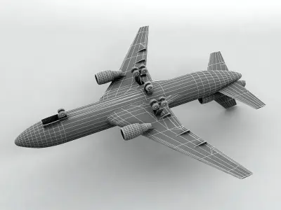 Douglas DC-10 Airliner - Generic White Low-poly 3D model