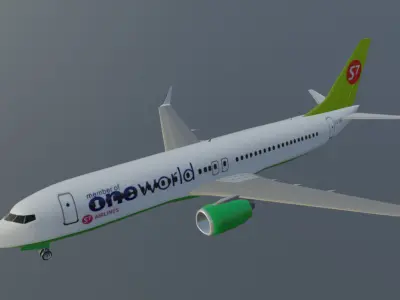 S7 Airlines Boeing 737-800 low poly 3D model  Low-poly 3D model