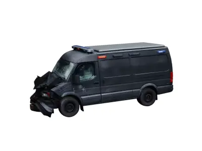 Crashed SWAT Van Damaged Tactical Police Vehicle 3D model