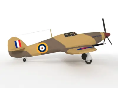 Low Poly Hawker Hurricane MK IIC WW2 Airplane Low-poly 3D model