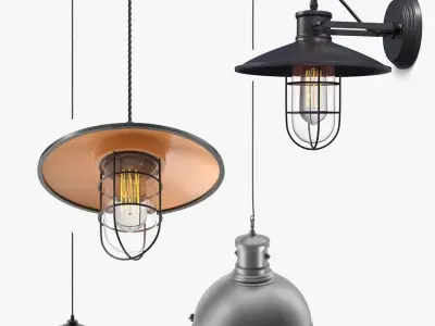 Industrial Lamps Collection 3D model