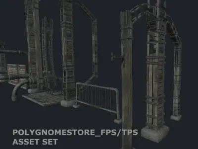 Rusty Industryal Environment Package Low-poly 3D model