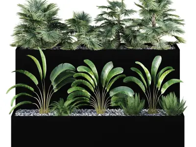 HQ Tree and bush garden box outdoor VOL 11 Free 3D model
